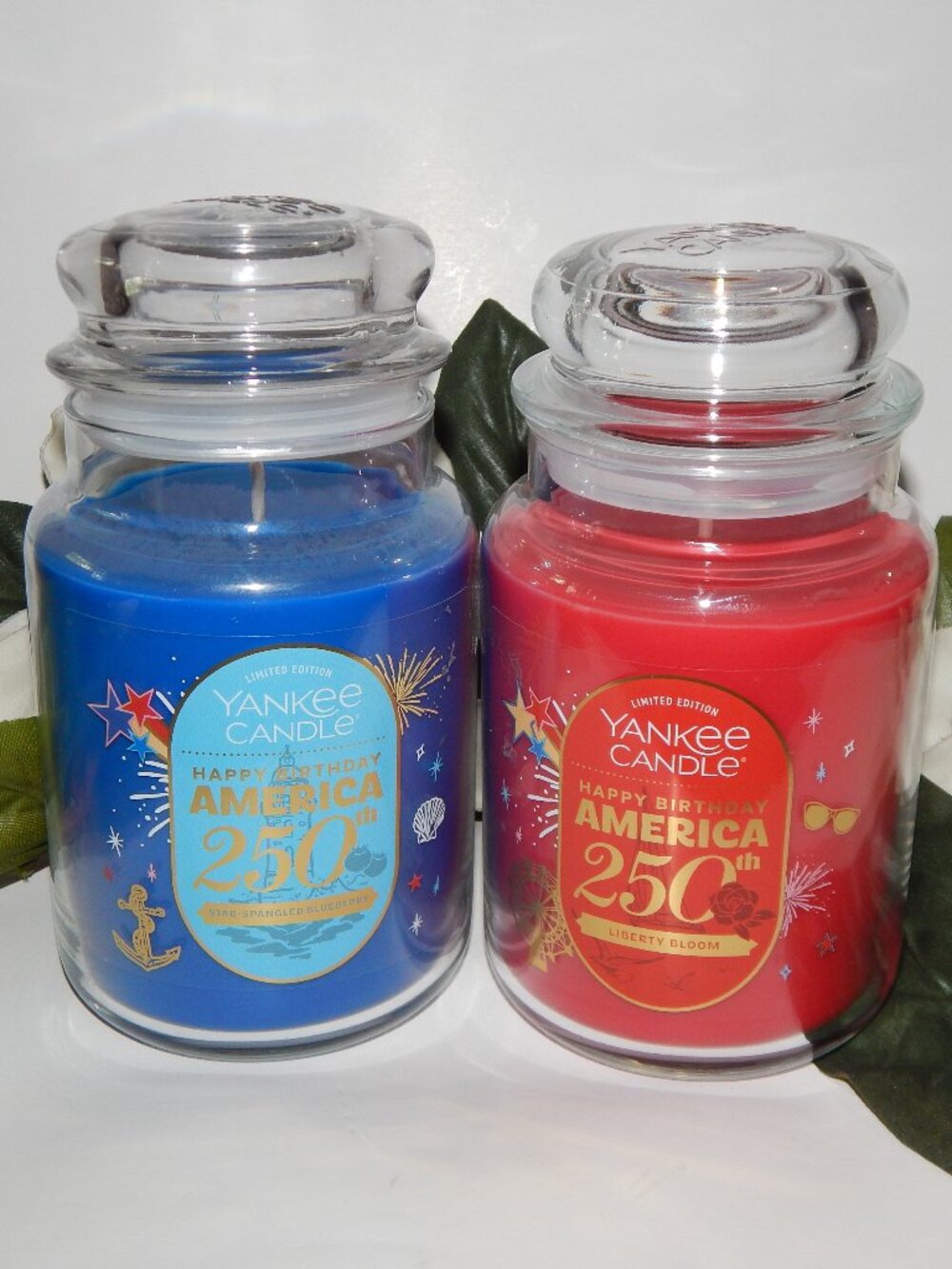 2 Yankee Candle 250 America - 22oz Ea - Liberty Bloom & Star Spangled Blueberry